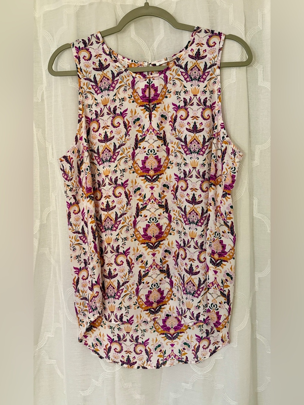 Violet + Claire Boho Paisley Medallion Sleeveless Tunic Top Blouse | Size Large - Picture 2 of 12